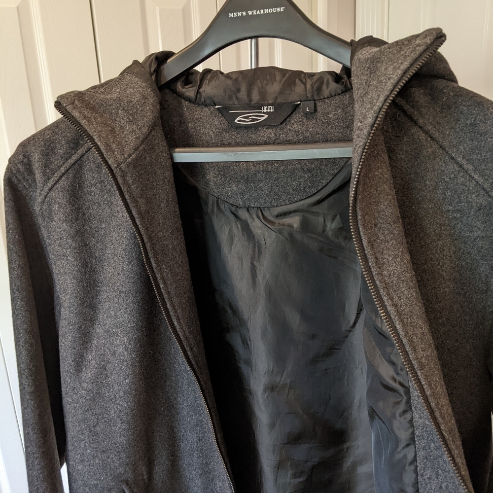 Men's Smith wool blend zip summer jacket with hood.